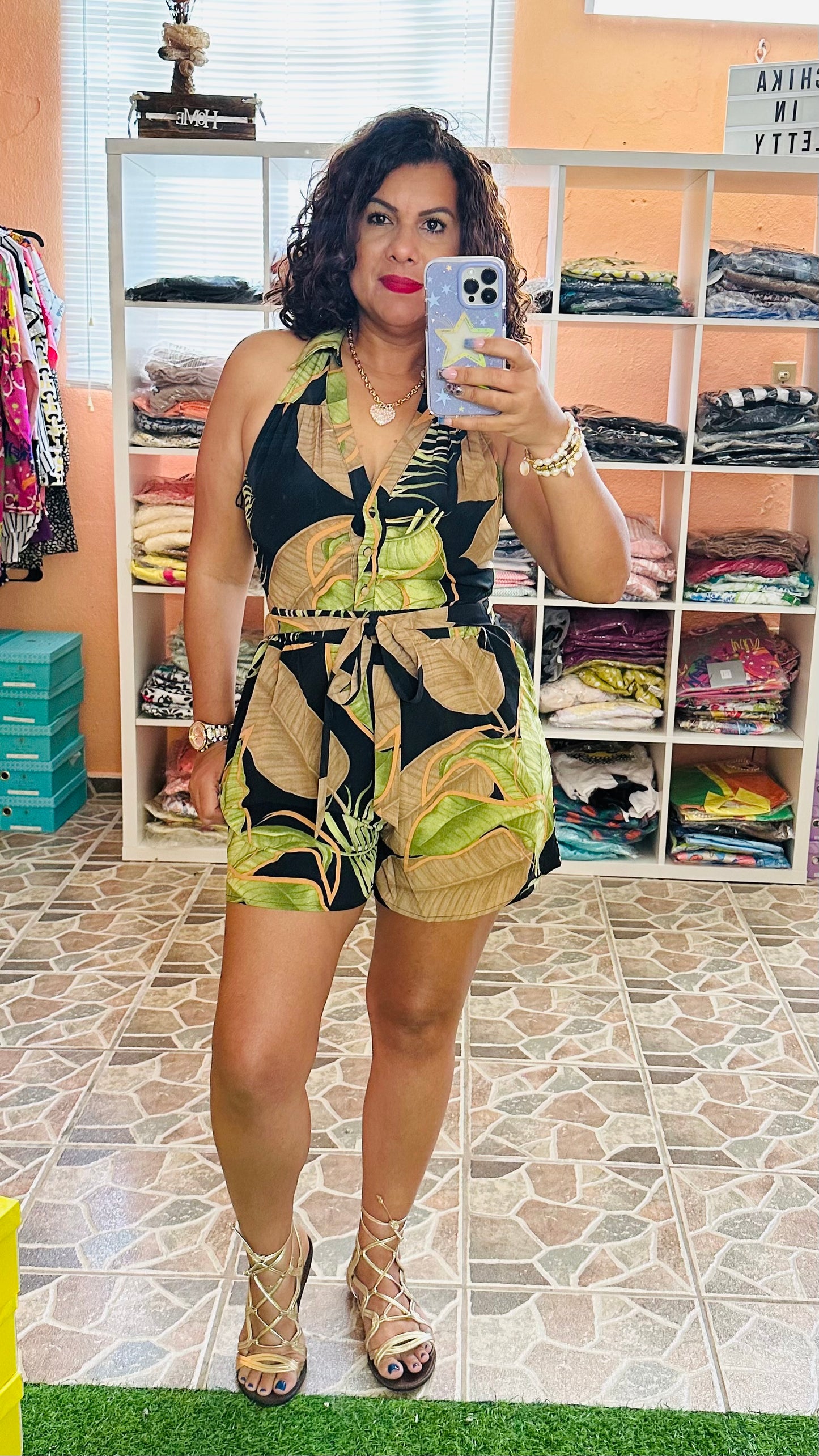 Romper with Waist Drawsting