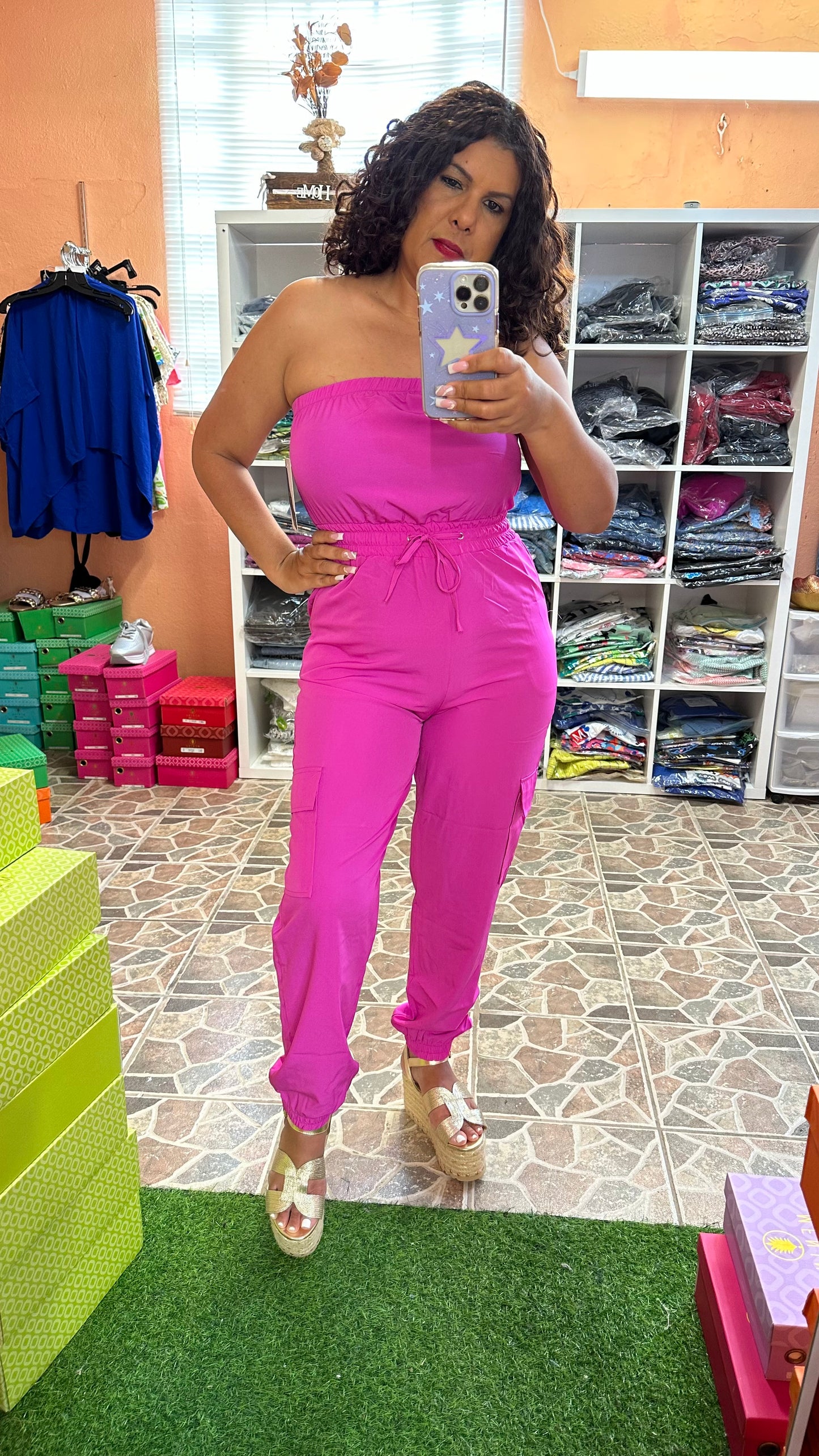 Long Cargo Jogger Jumpsuit