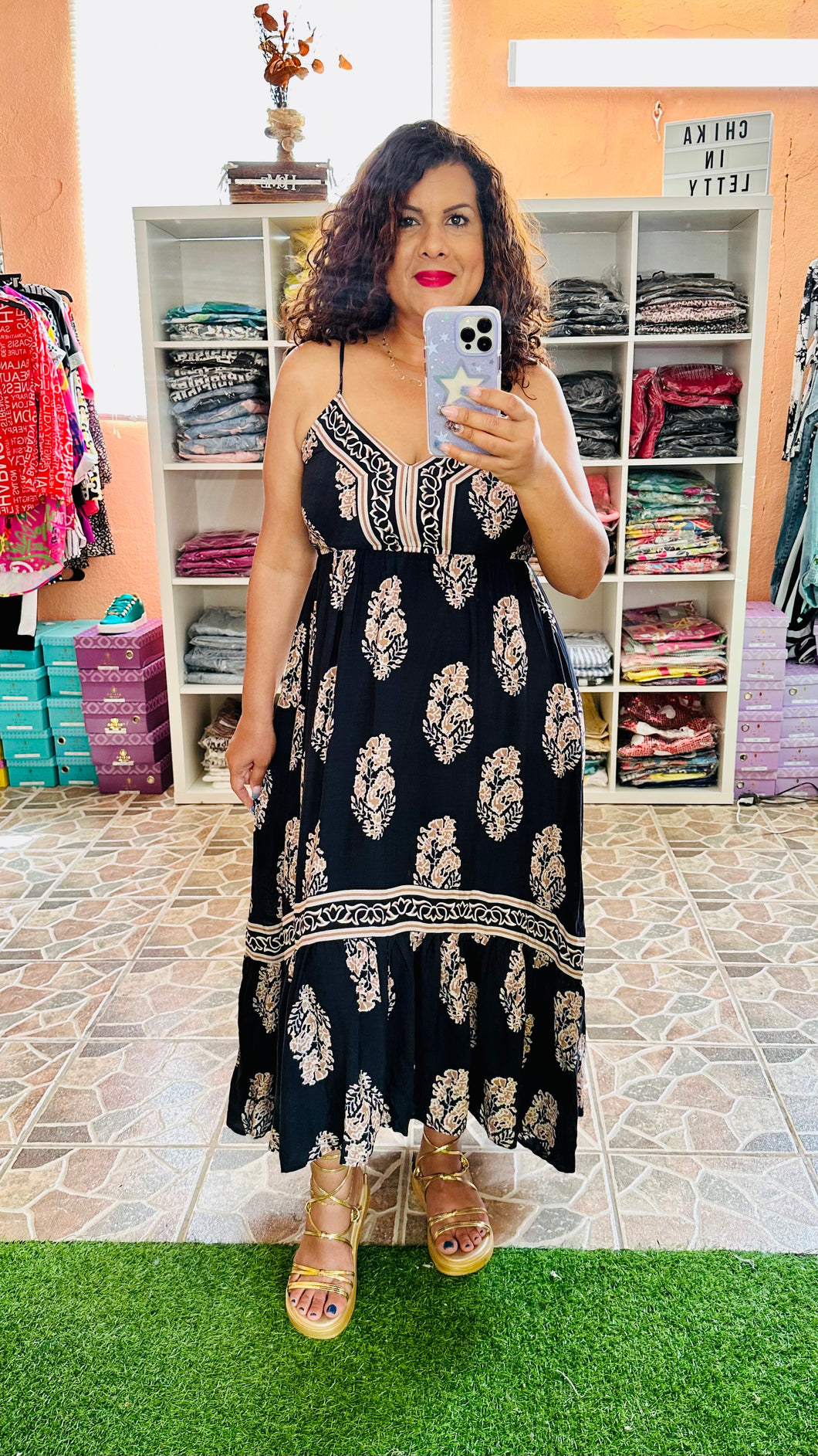 Maxi Dress With Leave