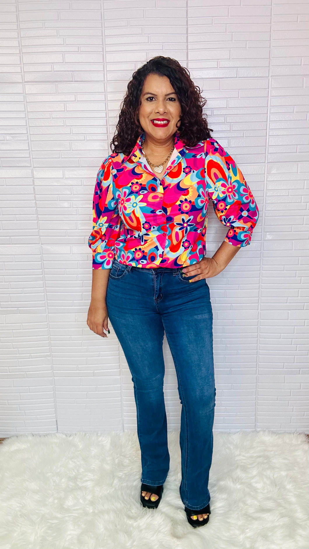 Multi Color Floral Print Shirt