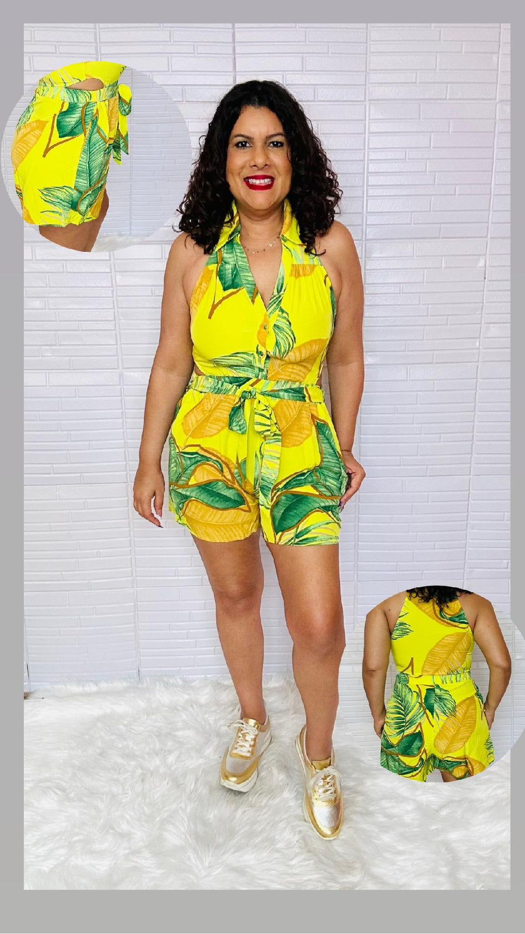 Romper with Waist Drawsting