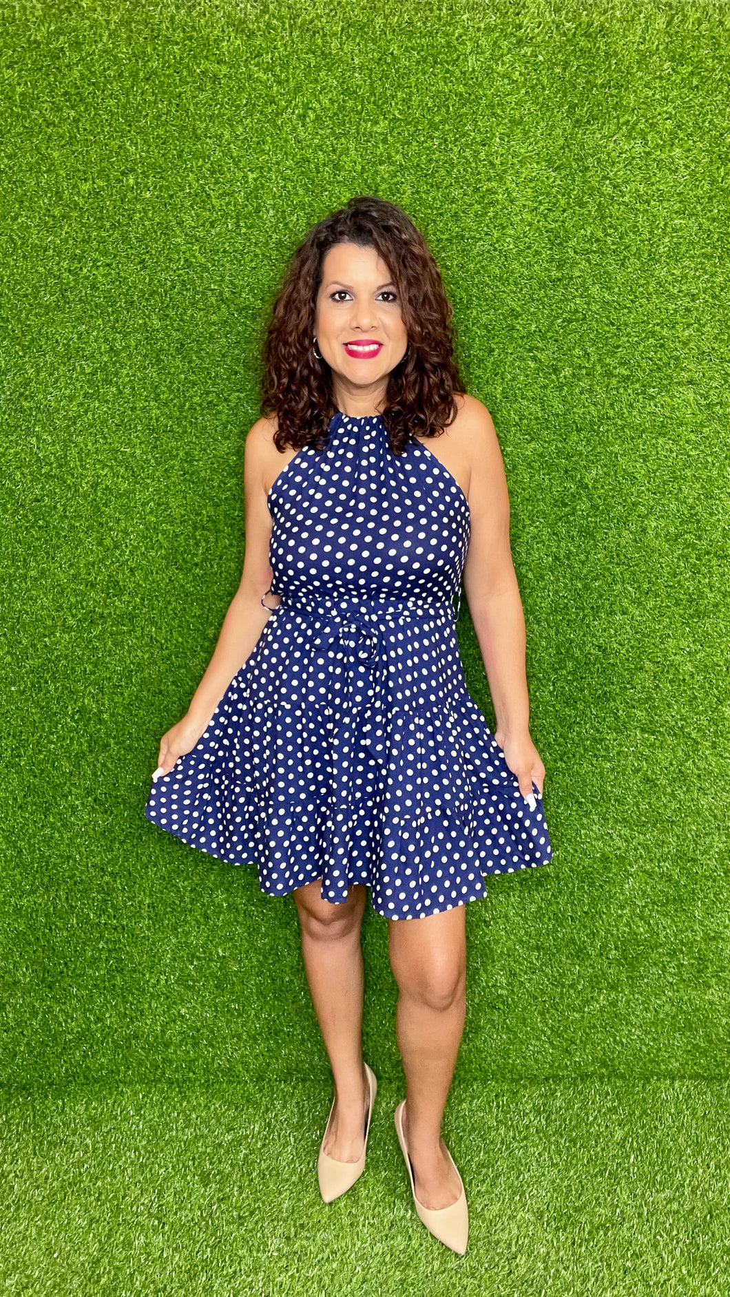 Halter Neck Polka Dot Dress