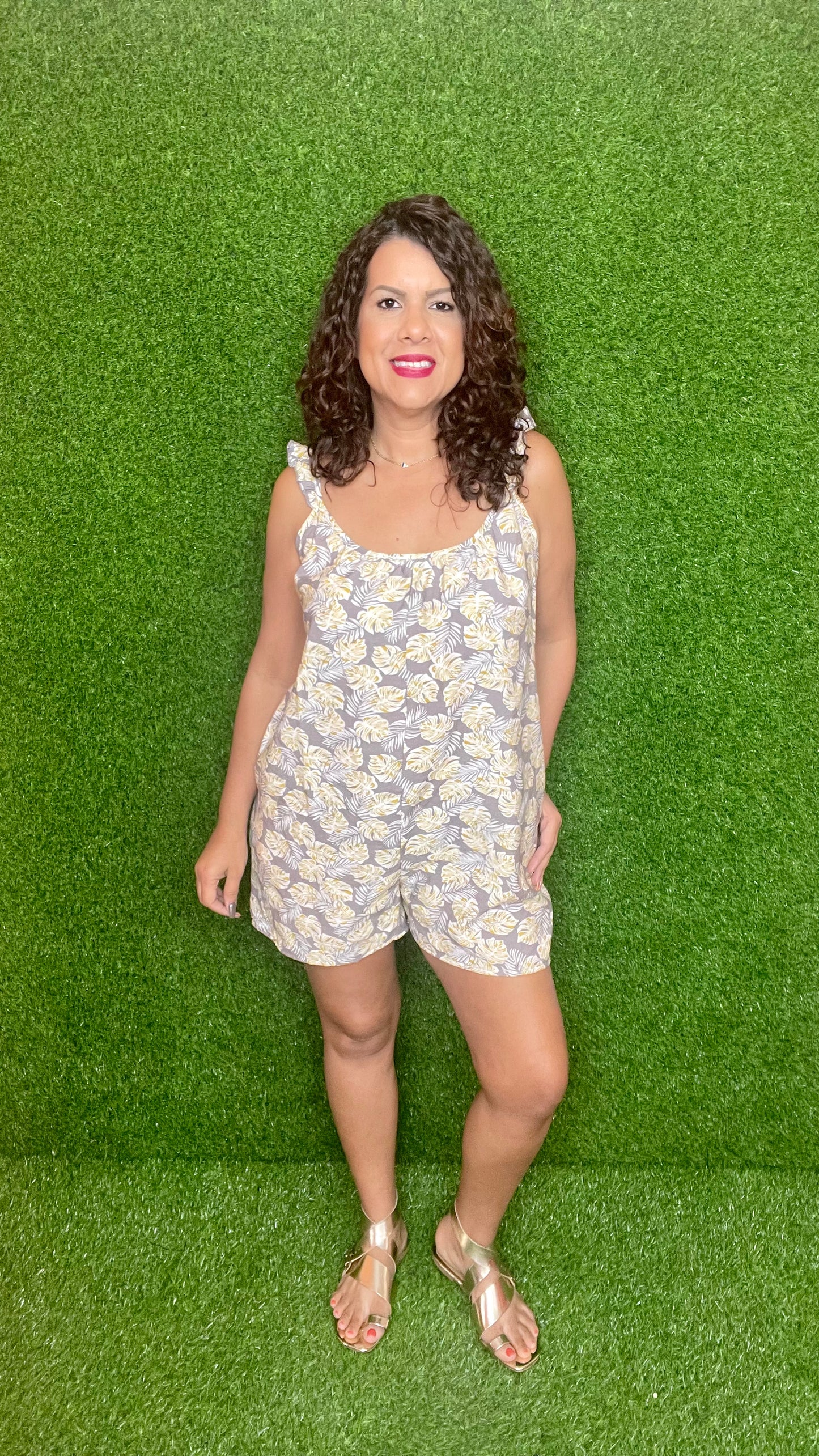 Leaf Print Romper